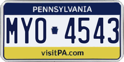 PA license plate MYO4543