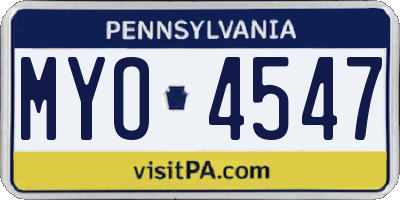 PA license plate MYO4547