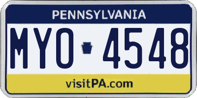 PA license plate MYO4548