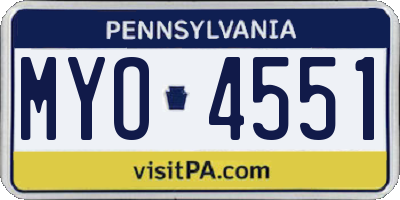 PA license plate MYO4551