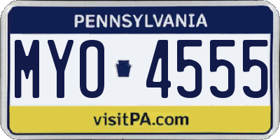 PA license plate MYO4555