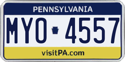 PA license plate MYO4557