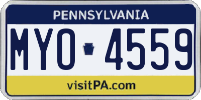 PA license plate MYO4559