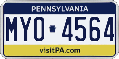 PA license plate MYO4564