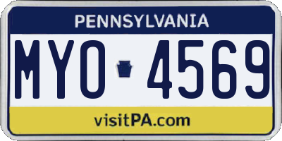 PA license plate MYO4569