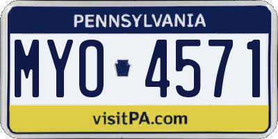 PA license plate MYO4571