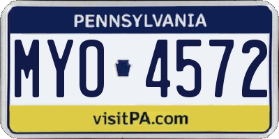 PA license plate MYO4572