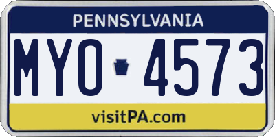 PA license plate MYO4573