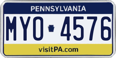 PA license plate MYO4576