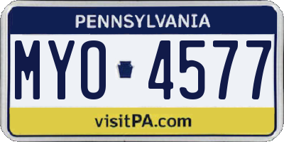 PA license plate MYO4577