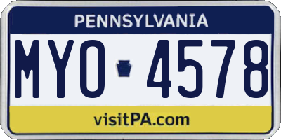 PA license plate MYO4578