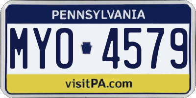 PA license plate MYO4579