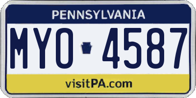 PA license plate MYO4587