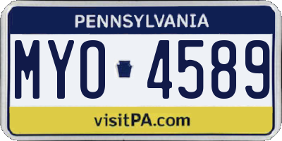 PA license plate MYO4589