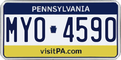 PA license plate MYO4590