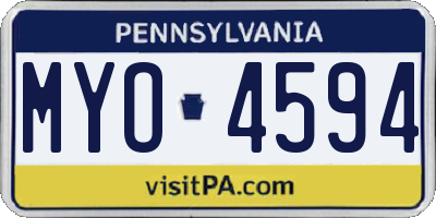 PA license plate MYO4594
