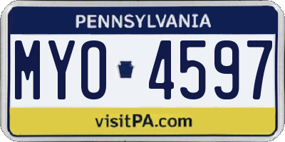 PA license plate MYO4597