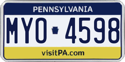 PA license plate MYO4598