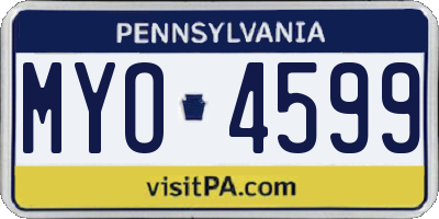 PA license plate MYO4599