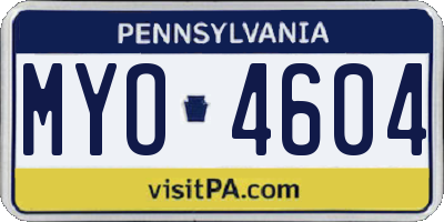 PA license plate MYO4604