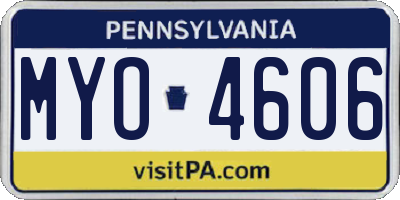PA license plate MYO4606