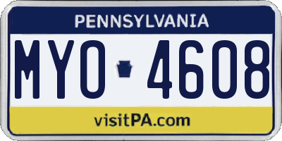 PA license plate MYO4608