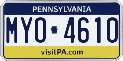 PA license plate MYO4610