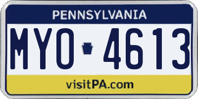 PA license plate MYO4613