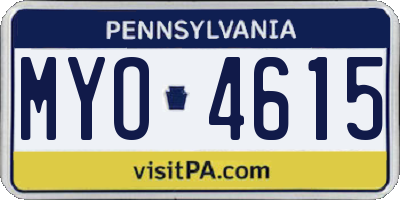 PA license plate MYO4615