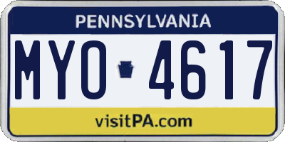 PA license plate MYO4617