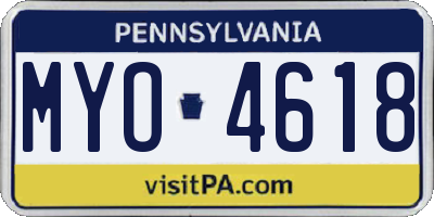 PA license plate MYO4618