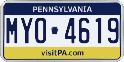 PA license plate MYO4619