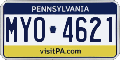 PA license plate MYO4621