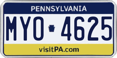 PA license plate MYO4625