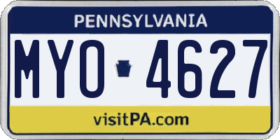 PA license plate MYO4627