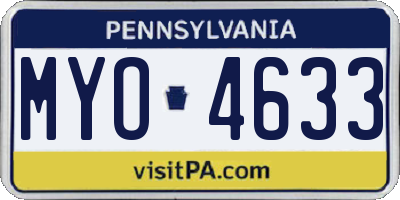 PA license plate MYO4633
