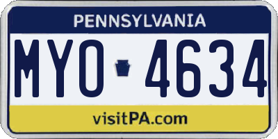 PA license plate MYO4634