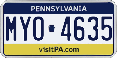 PA license plate MYO4635