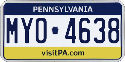 PA license plate MYO4638