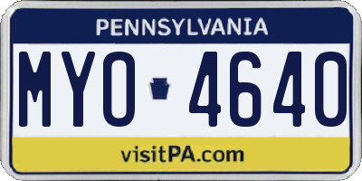 PA license plate MYO4640