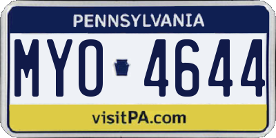 PA license plate MYO4644