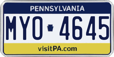 PA license plate MYO4645