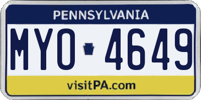 PA license plate MYO4649