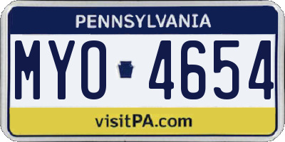 PA license plate MYO4654