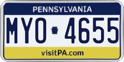 PA license plate MYO4655