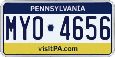 PA license plate MYO4656