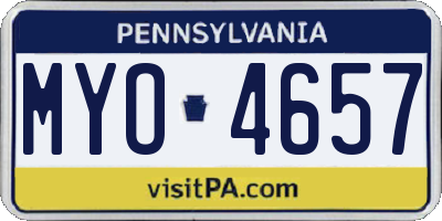 PA license plate MYO4657