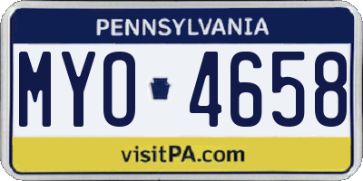 PA license plate MYO4658