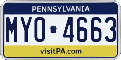 PA license plate MYO4663