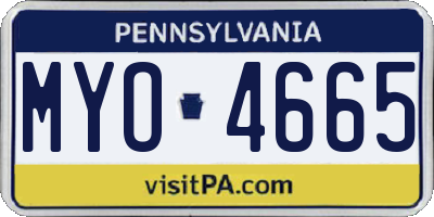 PA license plate MYO4665